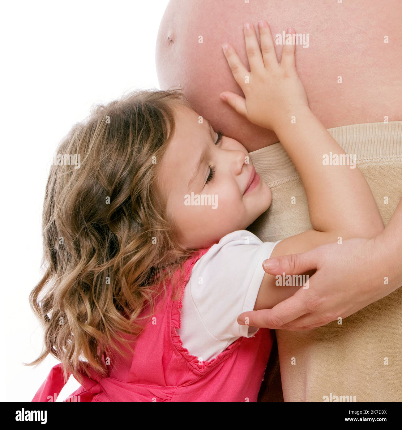 Schwangere Frau und Tochter Stockfoto