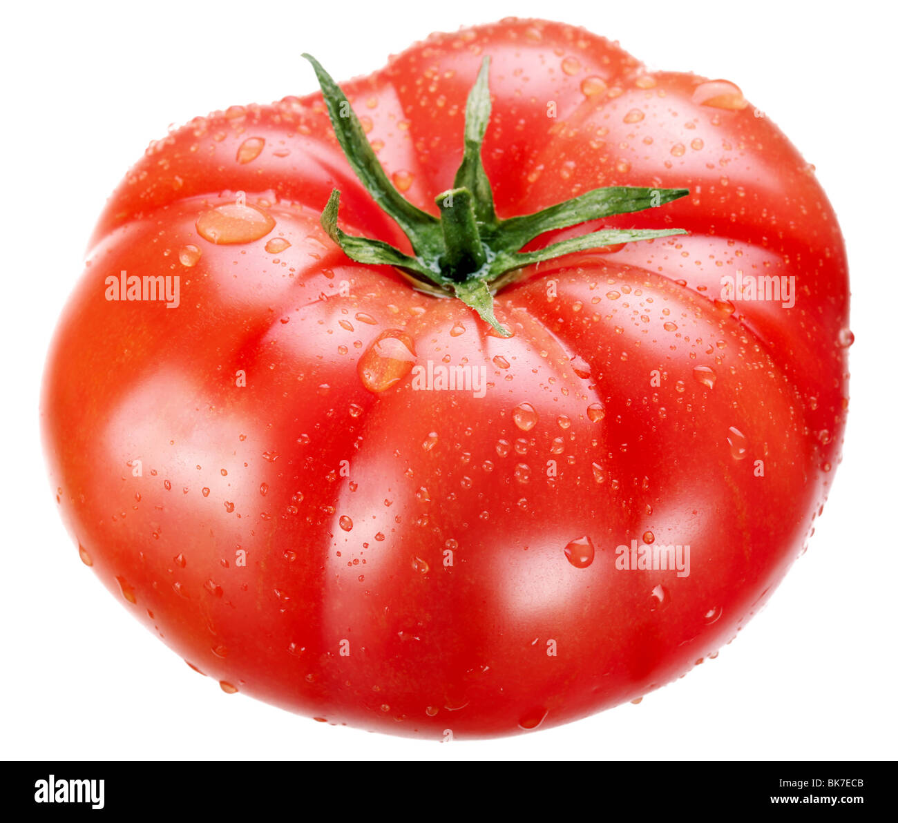 reife Tomate auf weißem Hintergrund Stockfoto