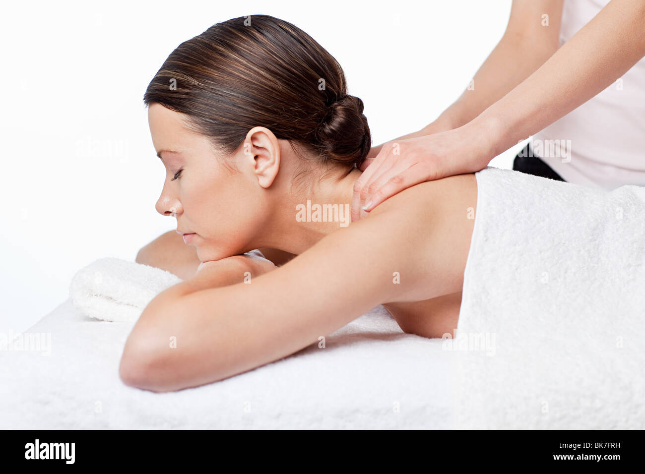 Frau mit einer massage Stockfoto