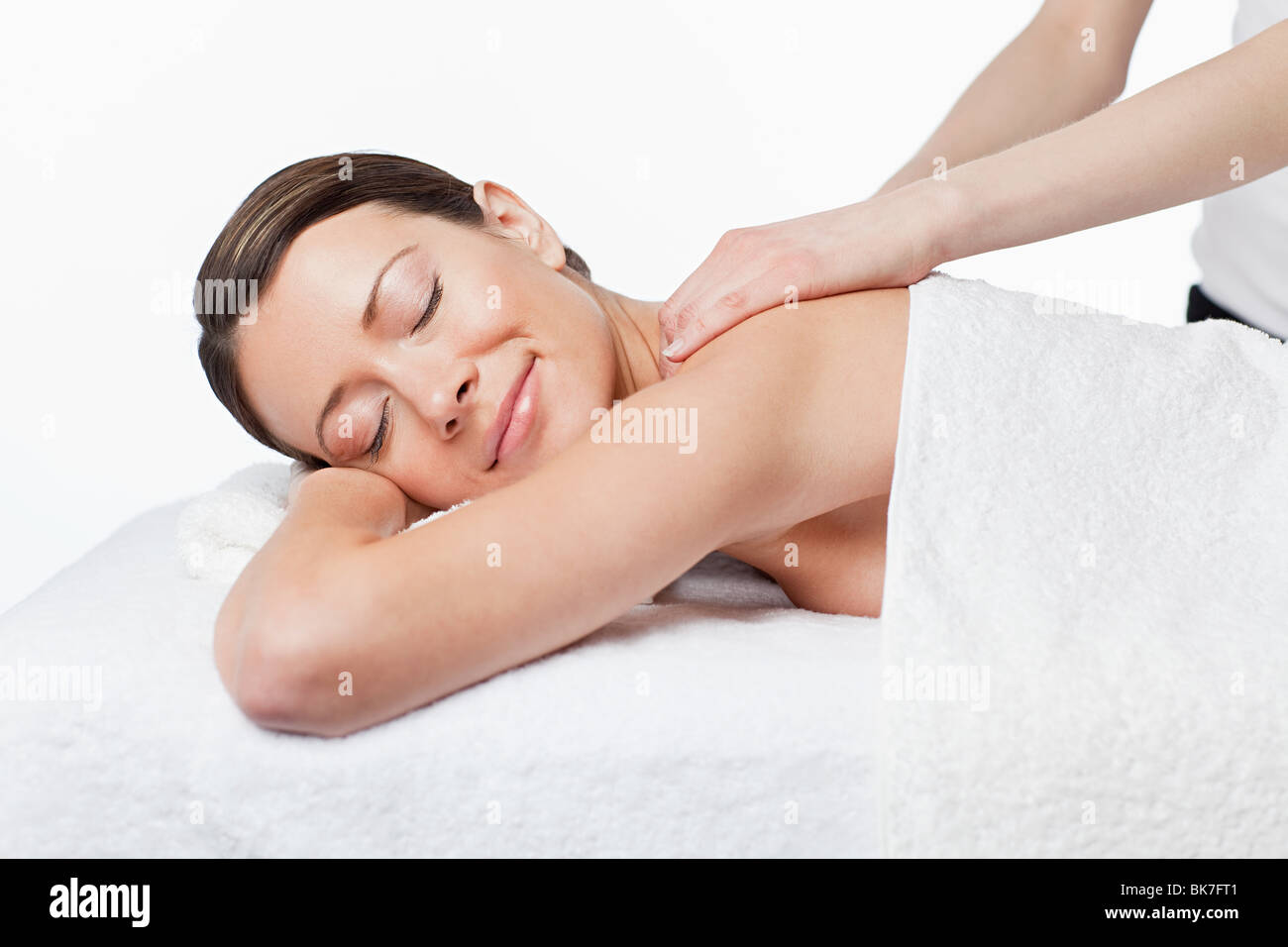 Frau mit einer massage Stockfoto