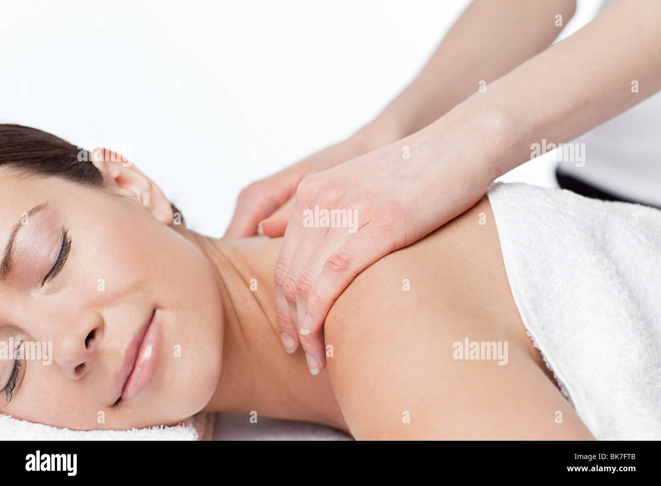 Frau mit einer massage Stockfoto