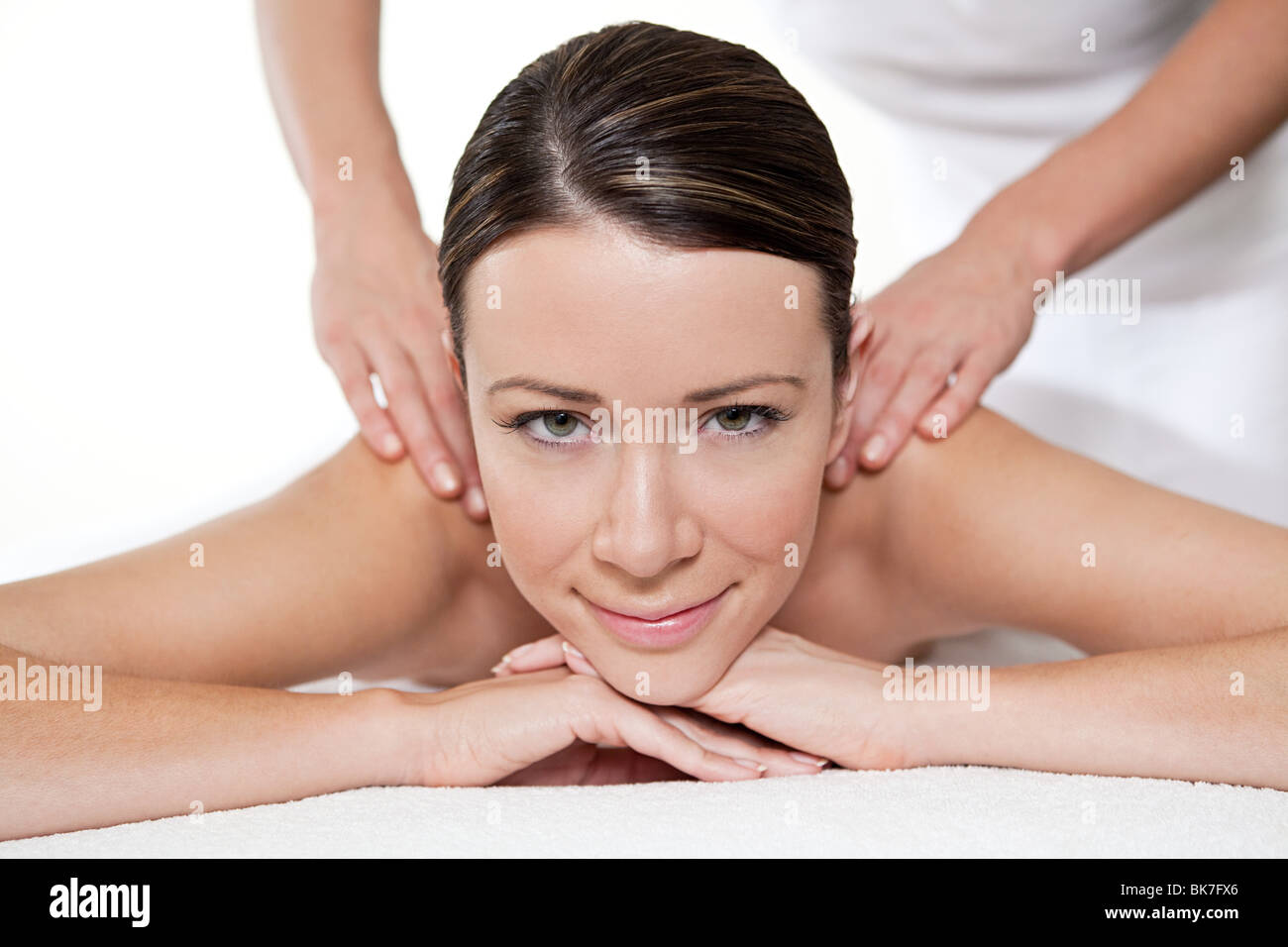 Frau mit einer massage Stockfoto