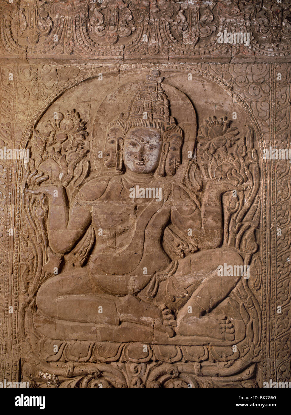 Brahma, Nanpaya Tempel, Bagan (Pagan), Myanmar (Burma), Asien Stockfoto