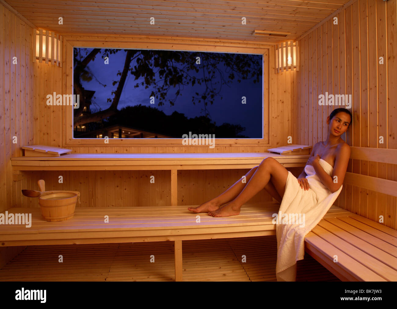 Mädchen in der Sauna im Sasha Resort in Koh Samui, Thailand, Südostasien, Asien Stockfoto