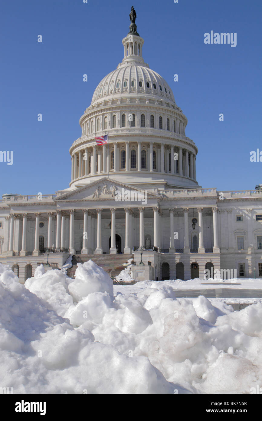 Washington DC, Capitol Hill Historic District, USA US Capitol, Dome, Regierung, Kongress, Symbol, Demokratie, neoklassische Architektur, Winter, Wetter Stockfoto