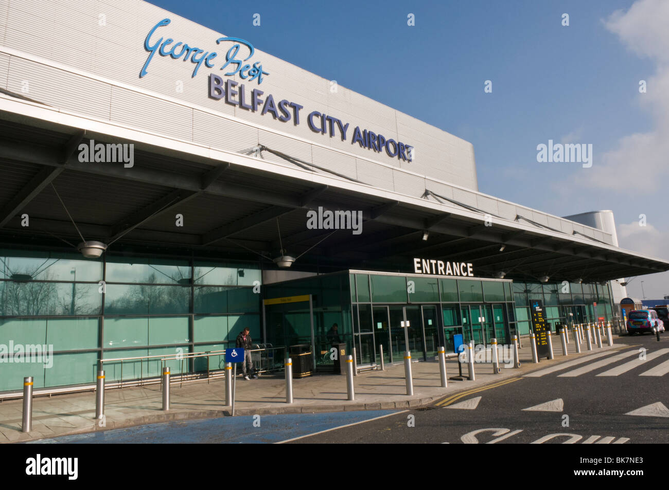 Außerhalb der Belfast City Airport. Stockfoto