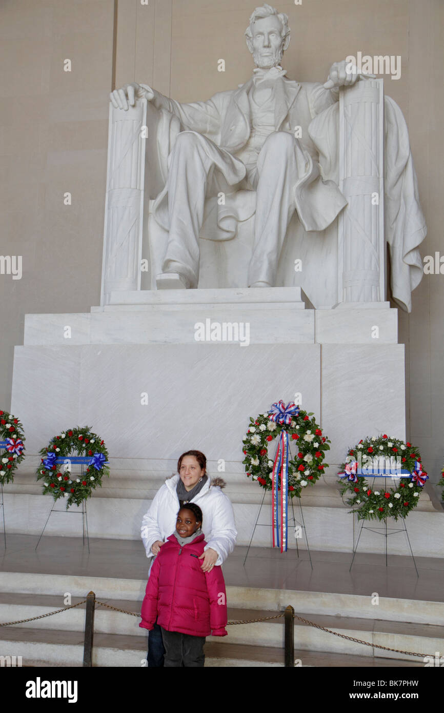 Washington DC, West Potomac Park, National Mall & Memorial Parks, Lincoln Memorial, 1922, Präsident Abraham Lincoln, Geschichte, Skulptur, Daniel Chester Französisch Stockfoto