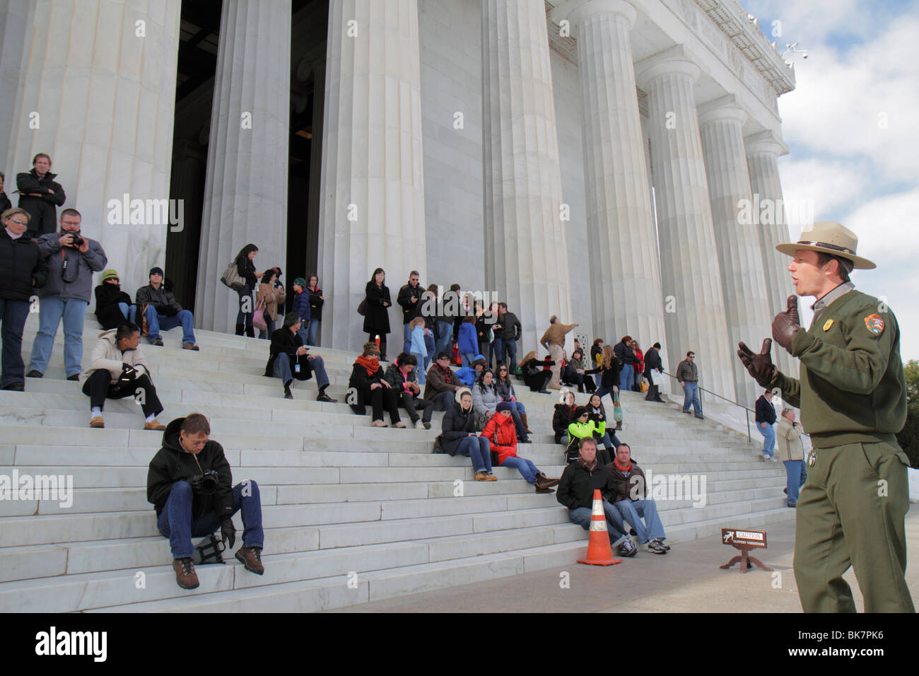 Washington DC Washingto, D.C., West Potomac Park, National Mall und Memorial Parks, Lincoln Memorial, 1922, griechische Architektur, Treppen Treppen Stockfoto