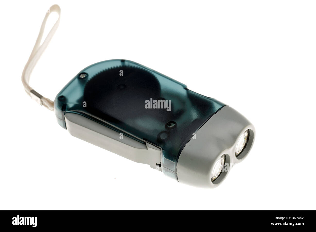 Kleine ohne Batterie Ratsche Uhrwerk levered LED-Taschenlampe Stockfoto