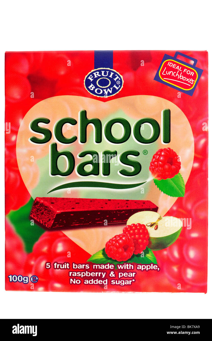 5er Pack 100 Gramm "Obstschale '' Schule Bars Apfel und Himbeere gewürzt Stockfoto