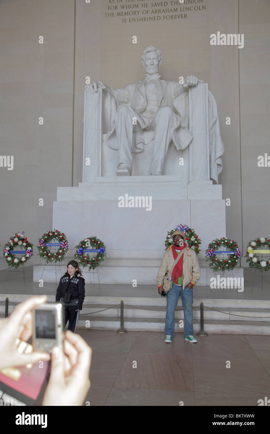Washington DC D.C., West Potomac Park, National Mall und Memorial Parks, Lincoln Memorial, 1922, Präsident Abraham Lincoln, Geschichte, Skulptur, Dani Stockfoto