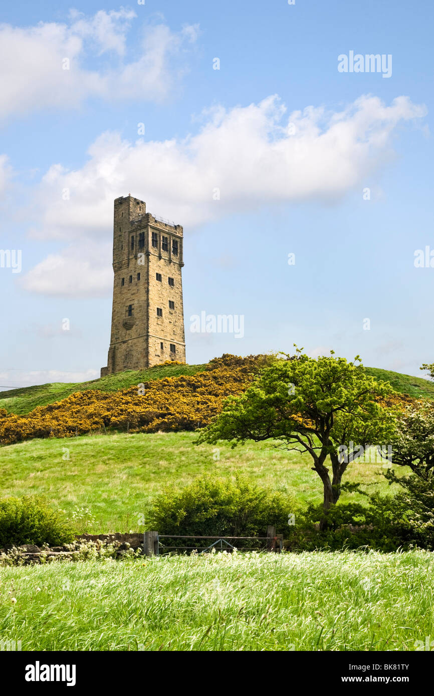 Der Victoria Jubilee Tower am Burgberg, Huddersfield, West Yorkshire UK Stockfoto