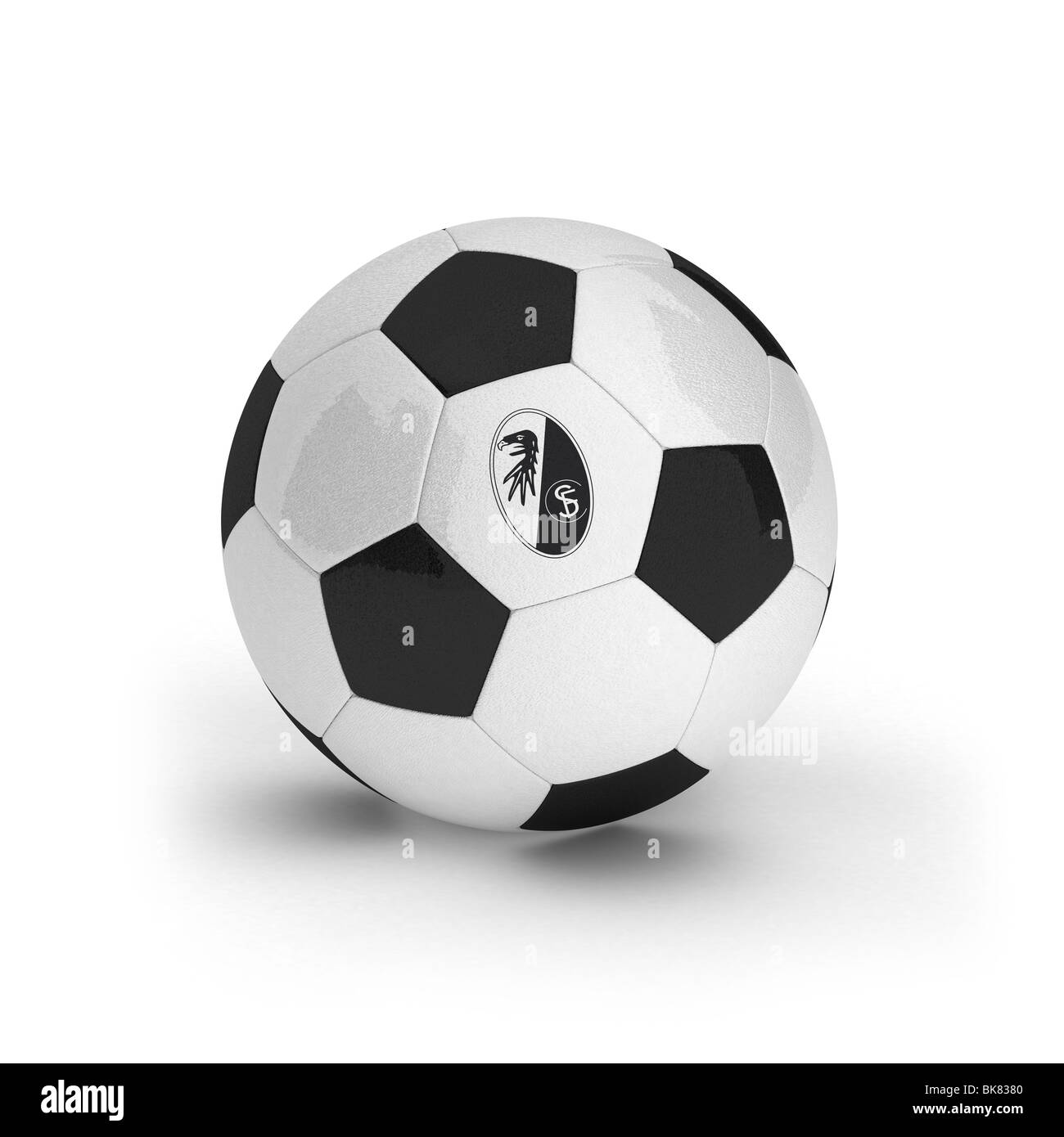 SC Freiburg-Emblem auf einem Fußball Stockfoto
