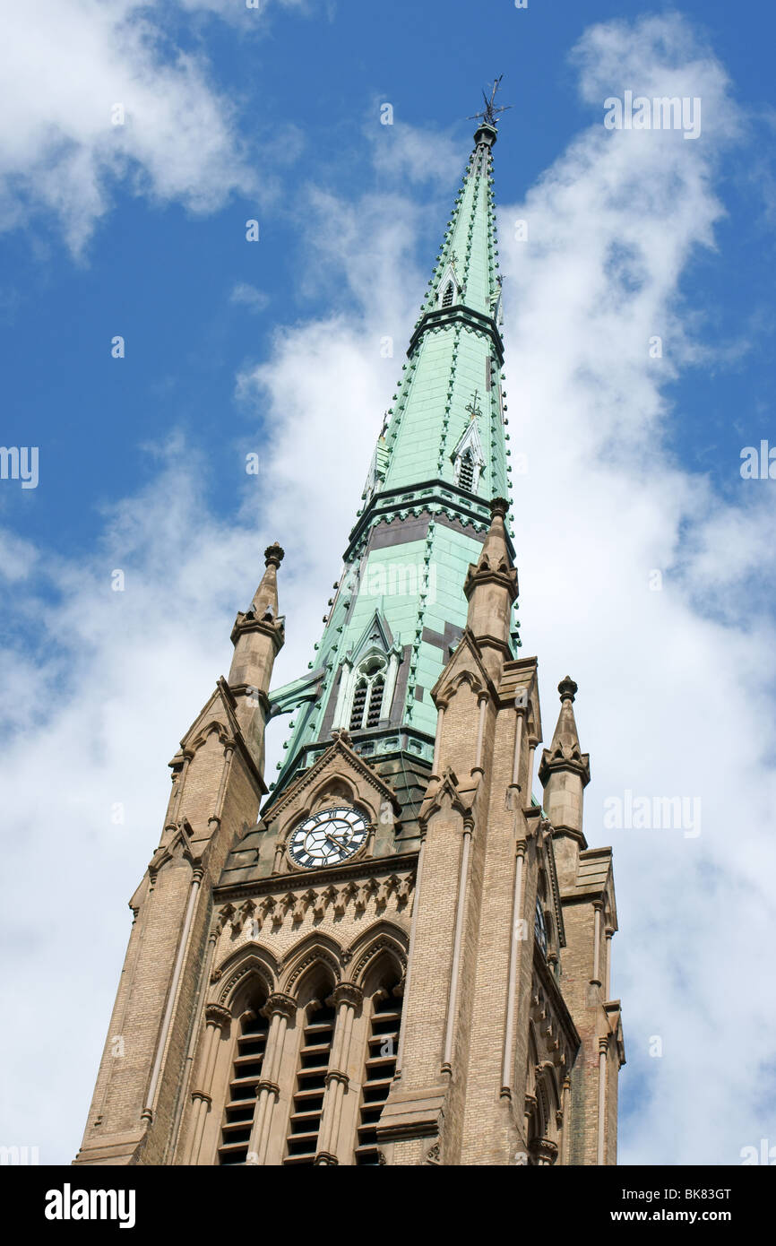 Bell Tower Detail der Kathedrale Kirche des Heiligen Jakobus. Diözese von Toronto. Stockfoto