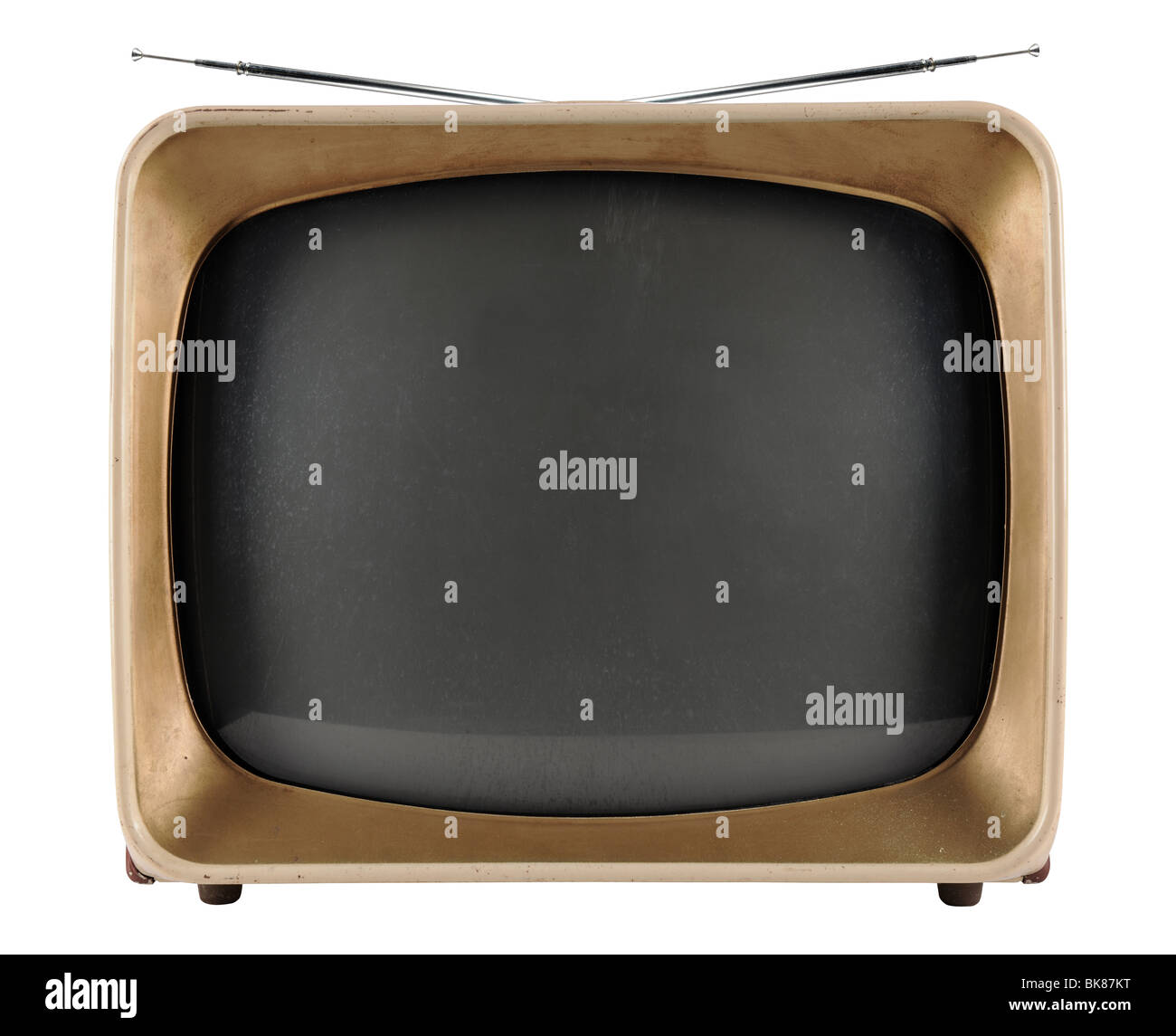 Vintage TV aus den 1950er Jahren isoliert auf weißem Hintergrund - mit Beschneidungspfad Stockfoto