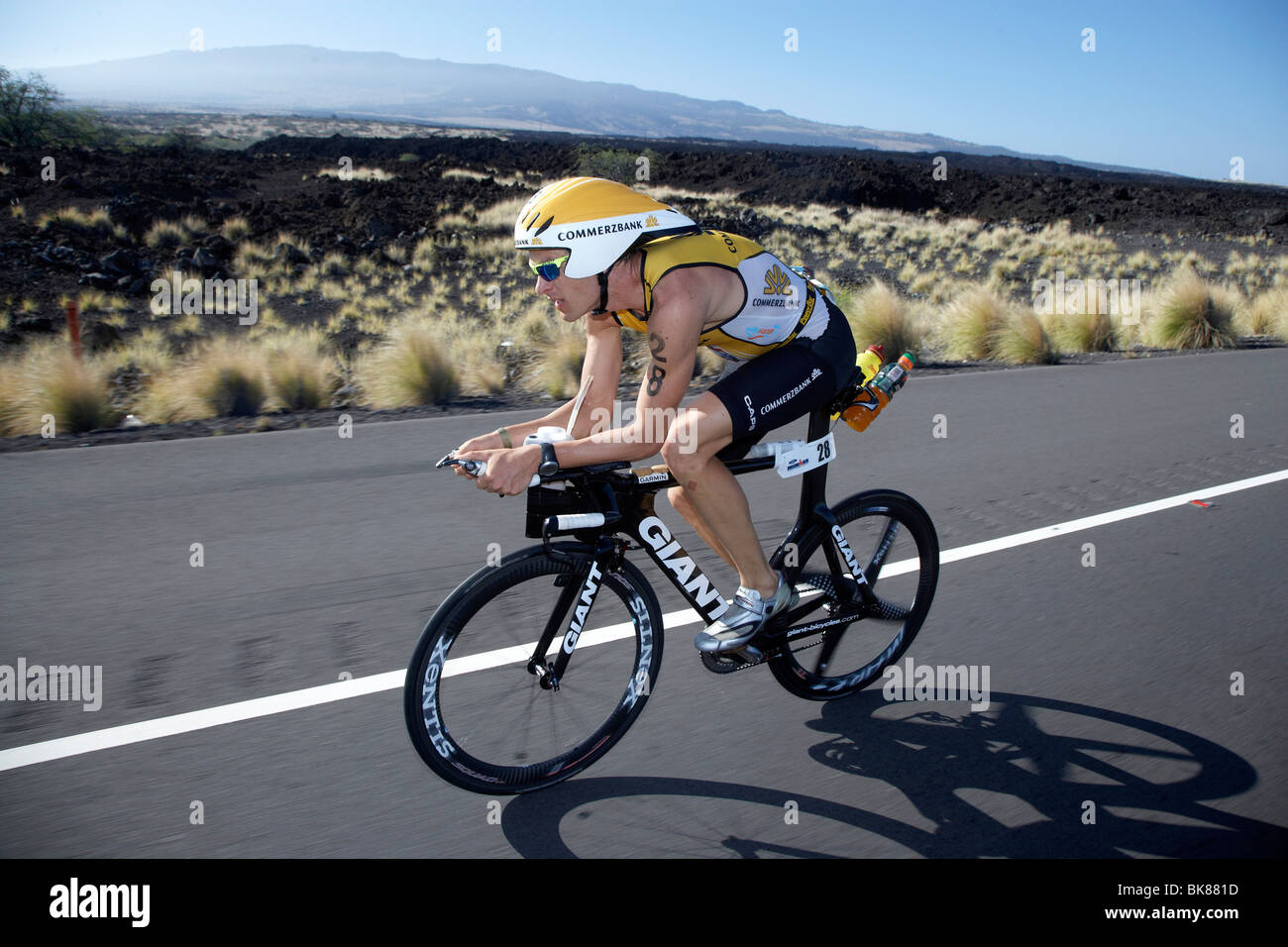 Der deutsche Profi-Triathlet Timo Bracht auf der Radstrecke des Ironman Triathlon World Championship in Kona, Hawaii, USA Stockfoto
