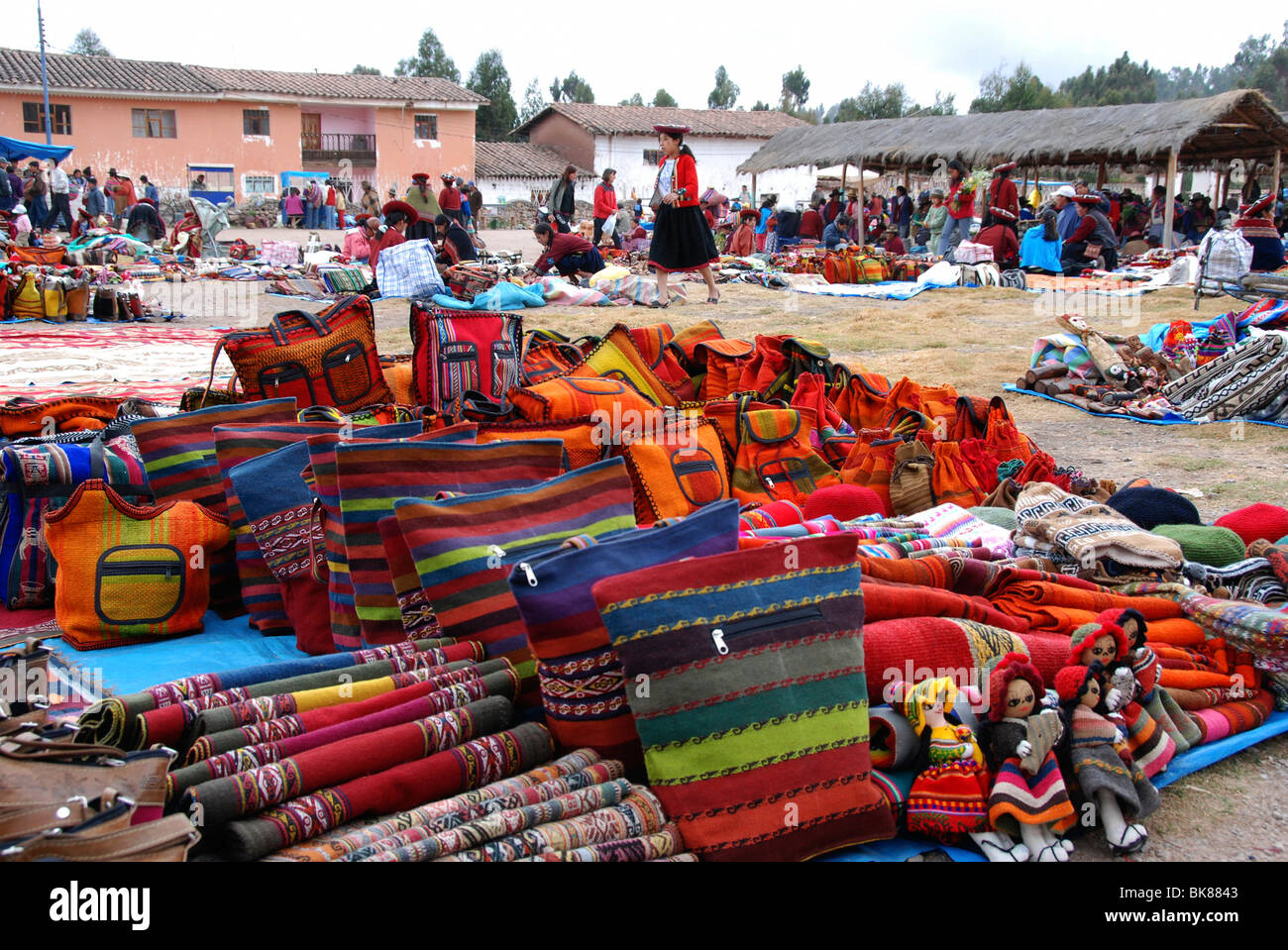 Markt, Chinchero, Inka Siedlung, Quechua Siedlung, Peru, Südamerika, Lateinamerika Stockfoto