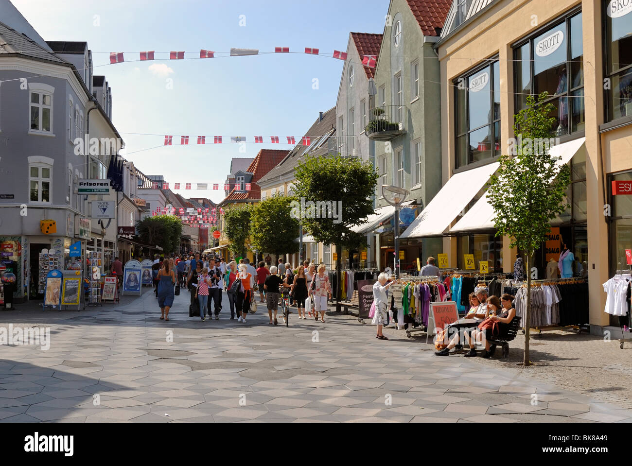 Fußgängerzone in Aalborg, Ålborg, Nordjylland Region, Dänemark, Skandinavien, Europa Stockfoto