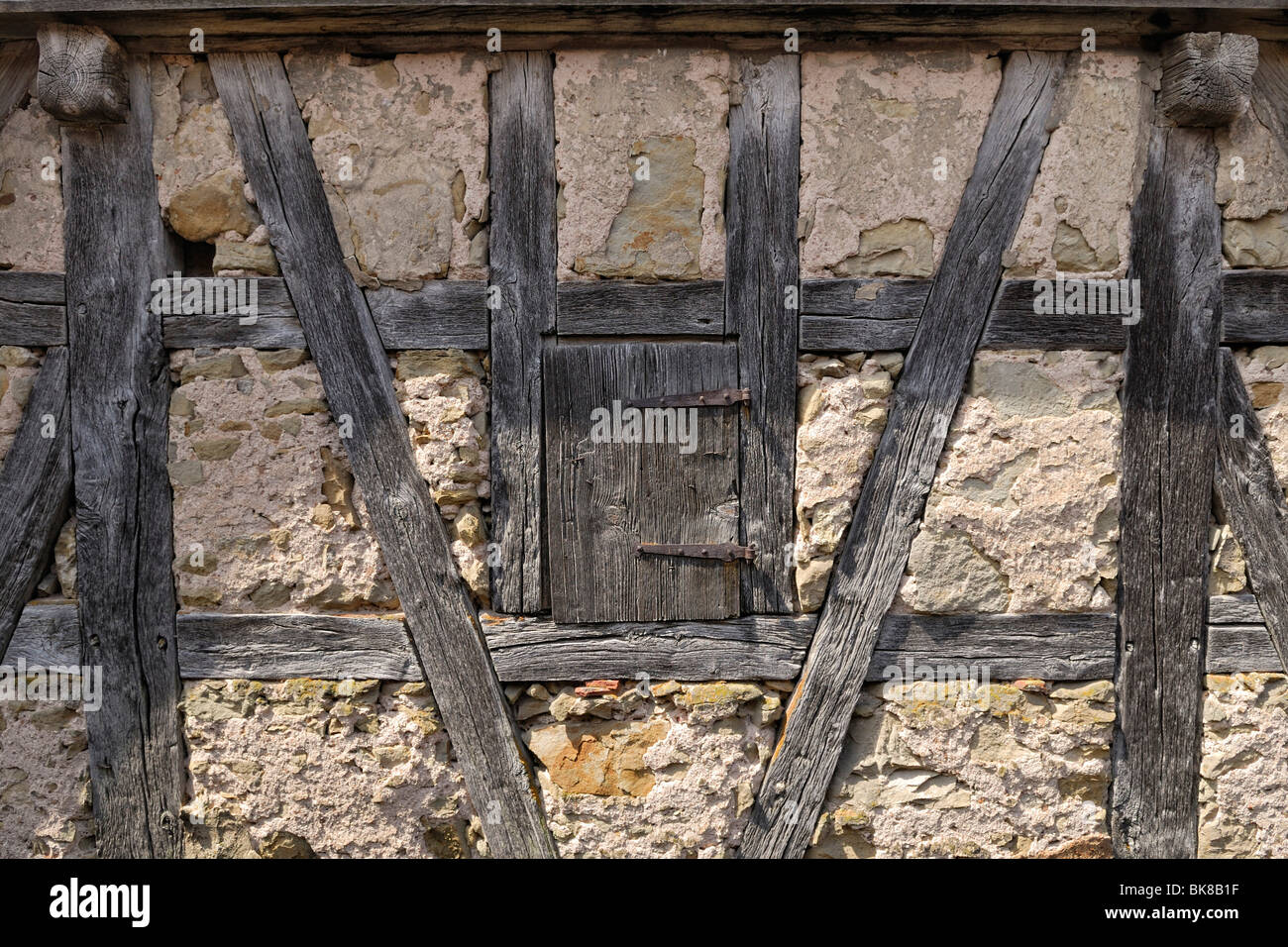 Altes Fachwerkhaus, Detail, Rothenburg Ob der Tauber, Bayern, Deutschland, Europa Stockfoto