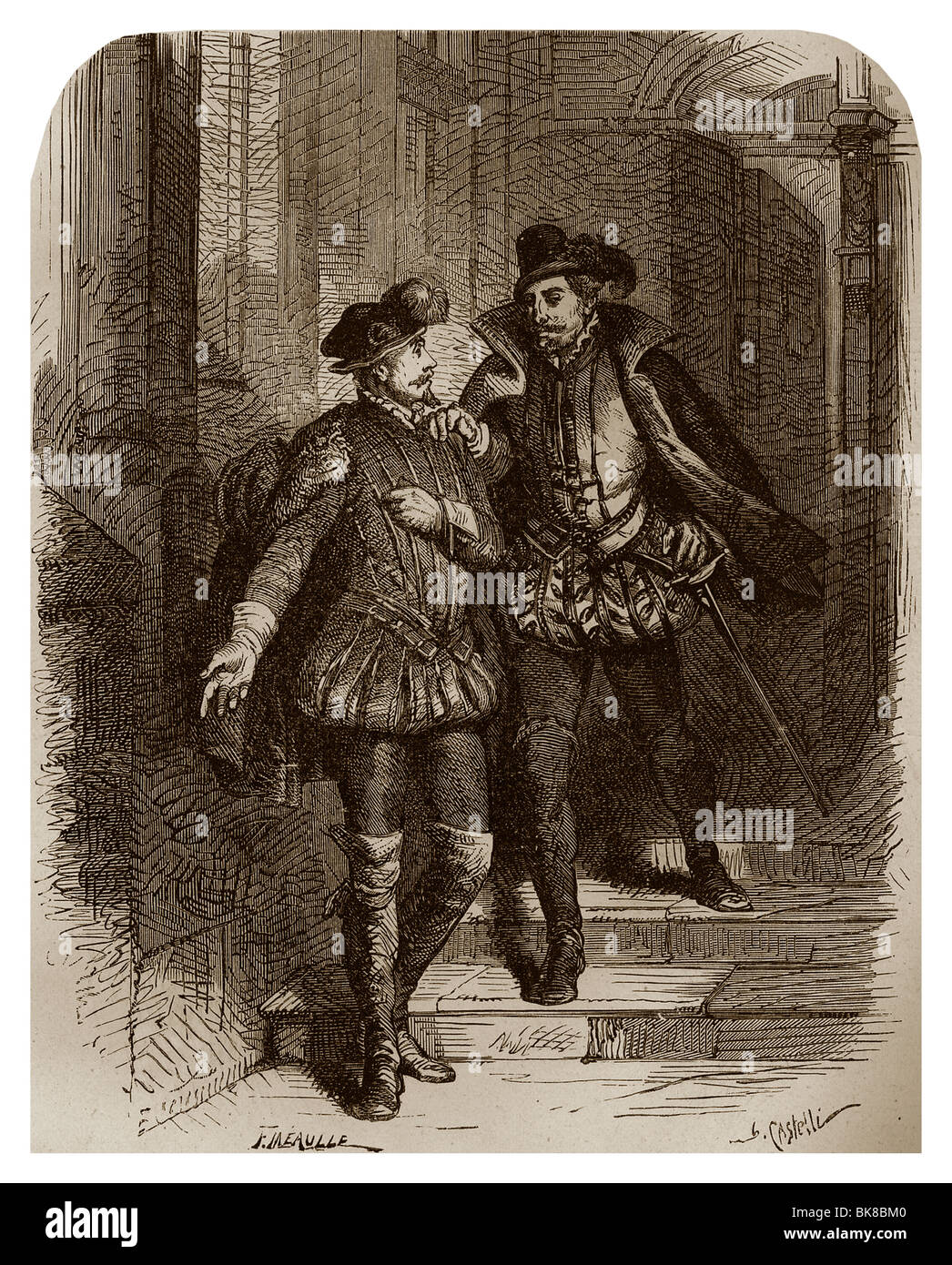 Am 5. Februar 1576, Entweichen von König Henry III. von Navarra aus der französischen Gericht, zusammen mit Theodore Agrippa d'Aubigné. Stockfoto