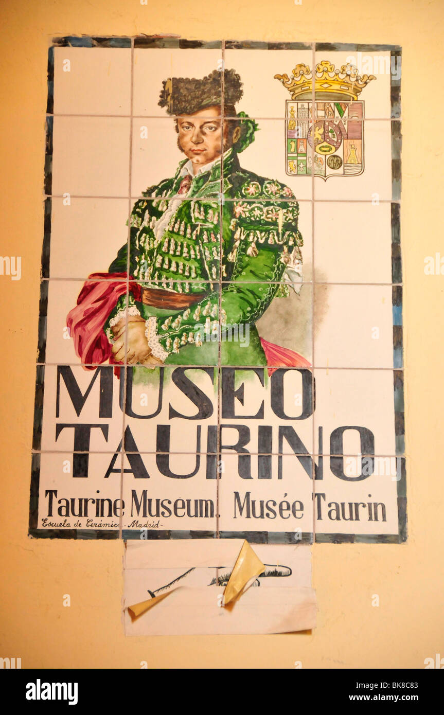 Wandfliesen im Museo Taurino, Stierkampfmuseum in Las Ventas Stierkampfarena, Madrid, Spanien, Iberische Halbinsel, Europa Stockfoto