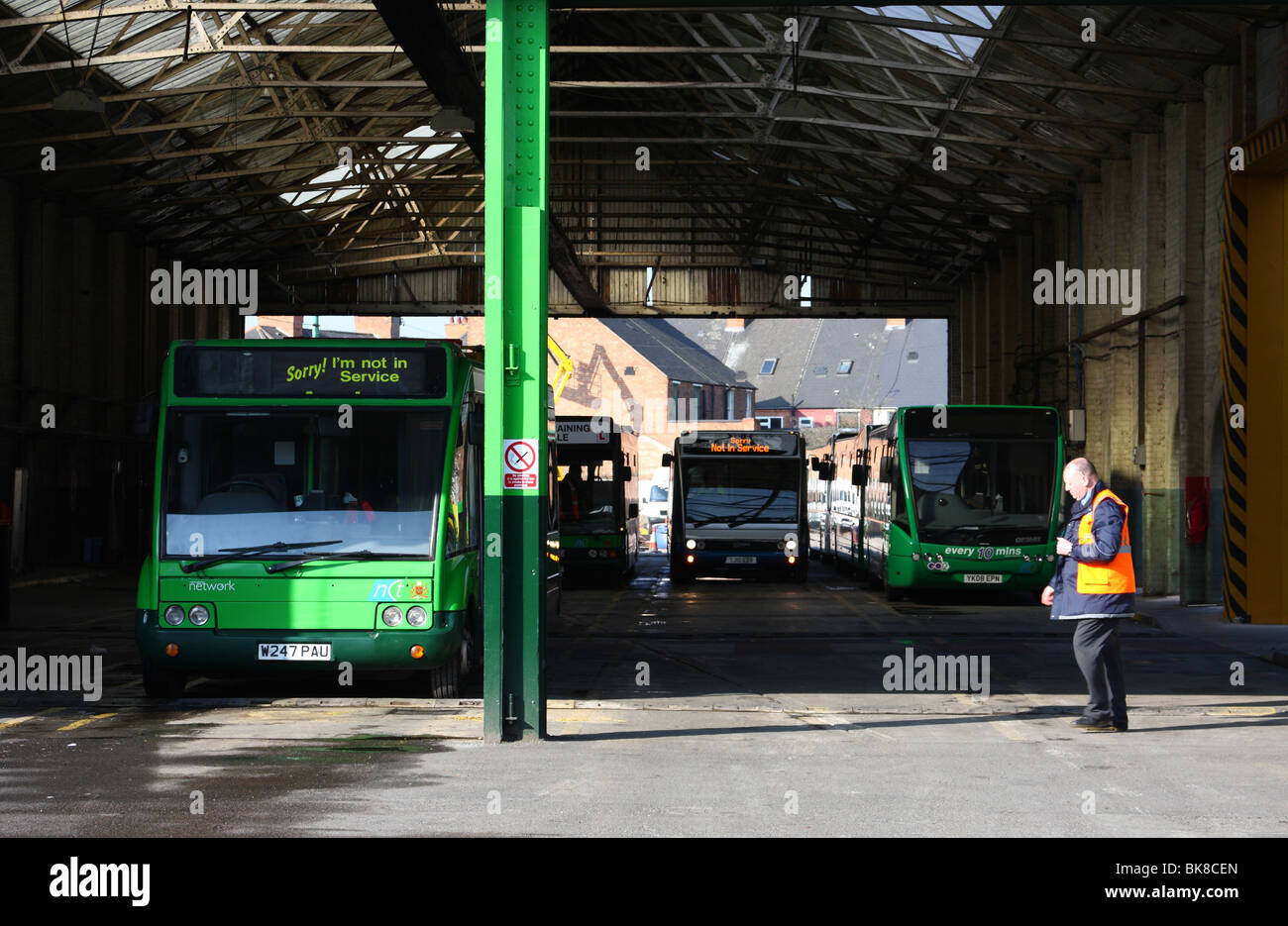 Ein Nottingham City Transport Bus Depot, Nottingham, England, U.K Stockfoto