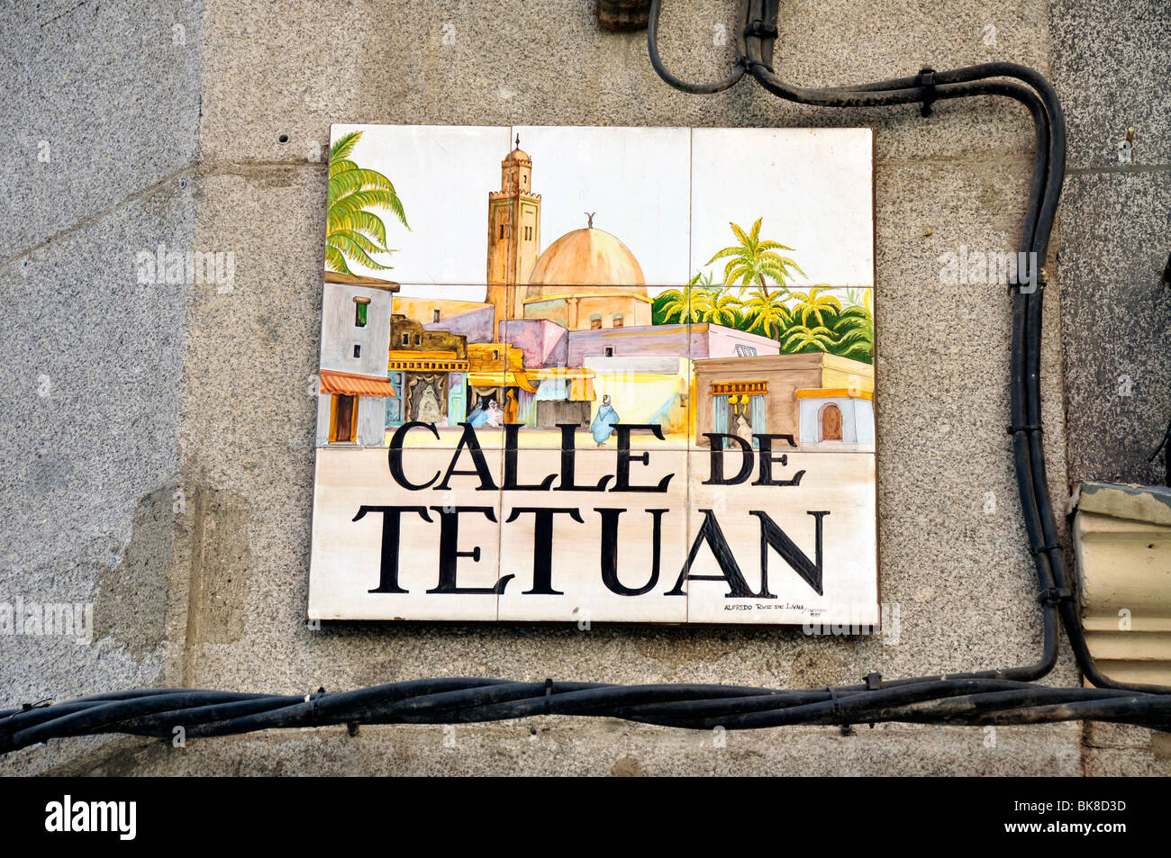 Straßenschild, Calle de Tetuan, Madrid, Spanien, Iberische Halbinsel, Europa Stockfoto