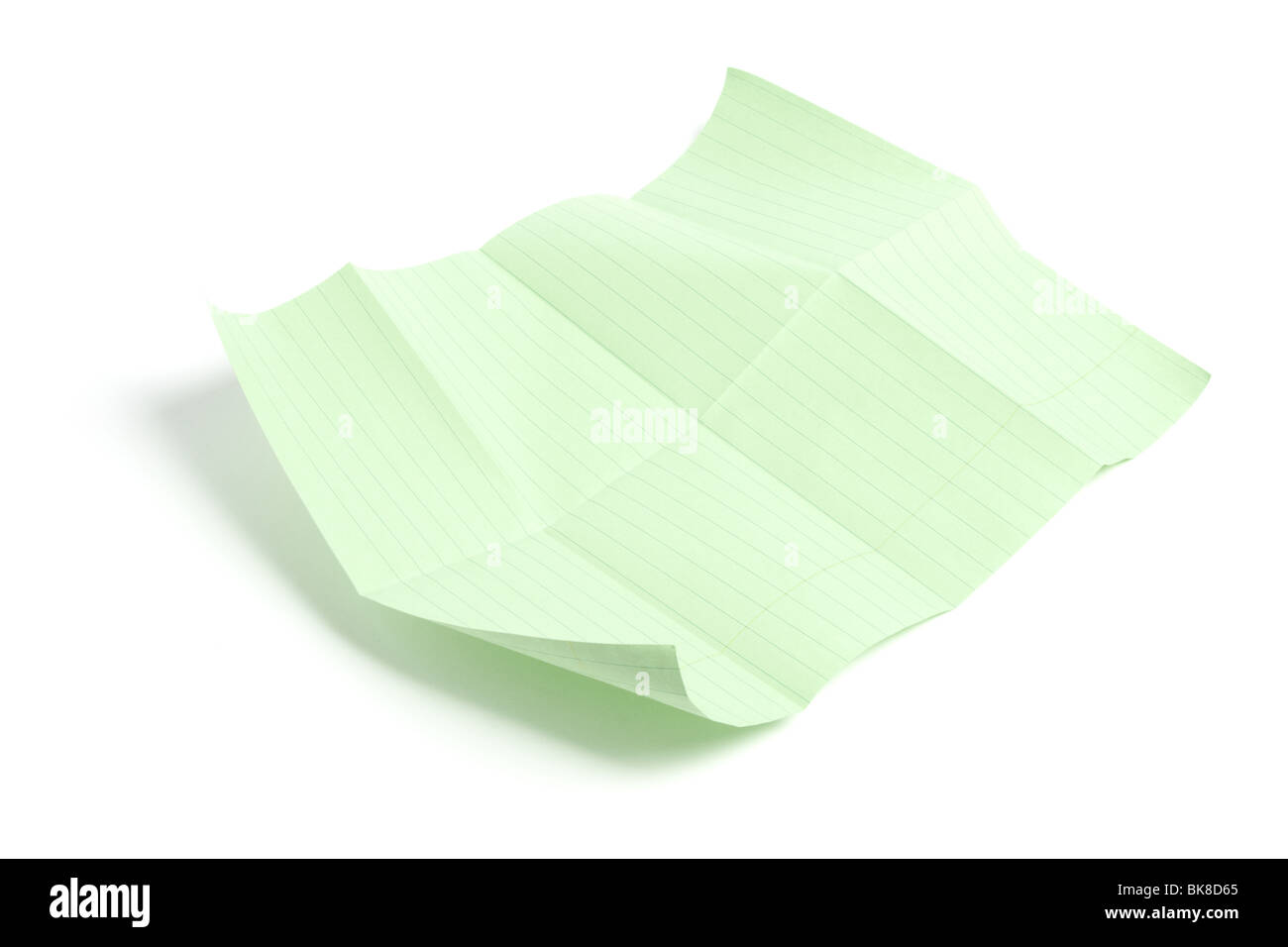 Blatt Papier gefaltet Stockfoto