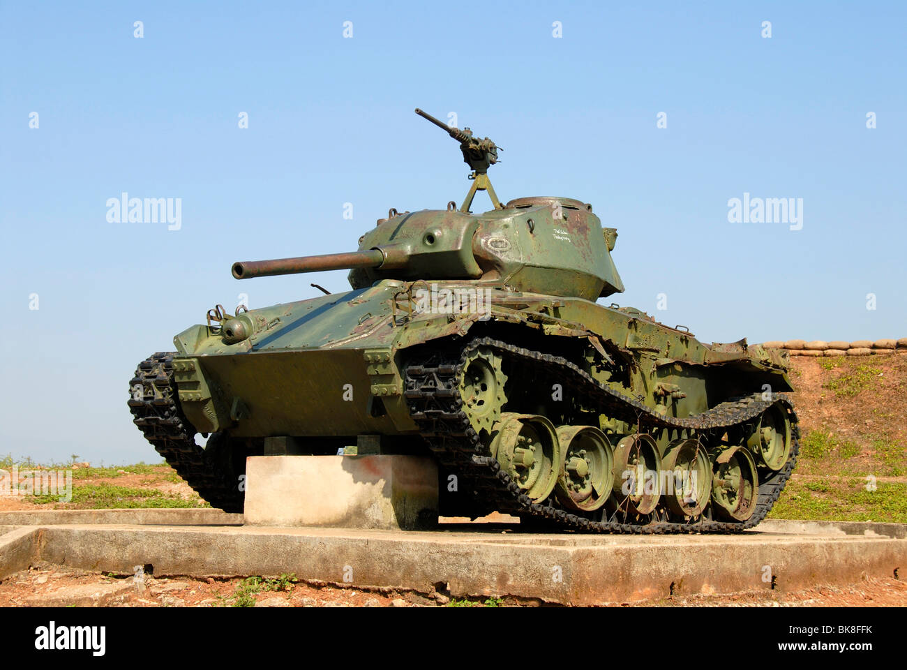 Erster Indochina Krieg 1954, tank alt Französisch auf der A1 Hill, Dien Bien Phu, Vietnam, Südostasien, Asien Stockfoto