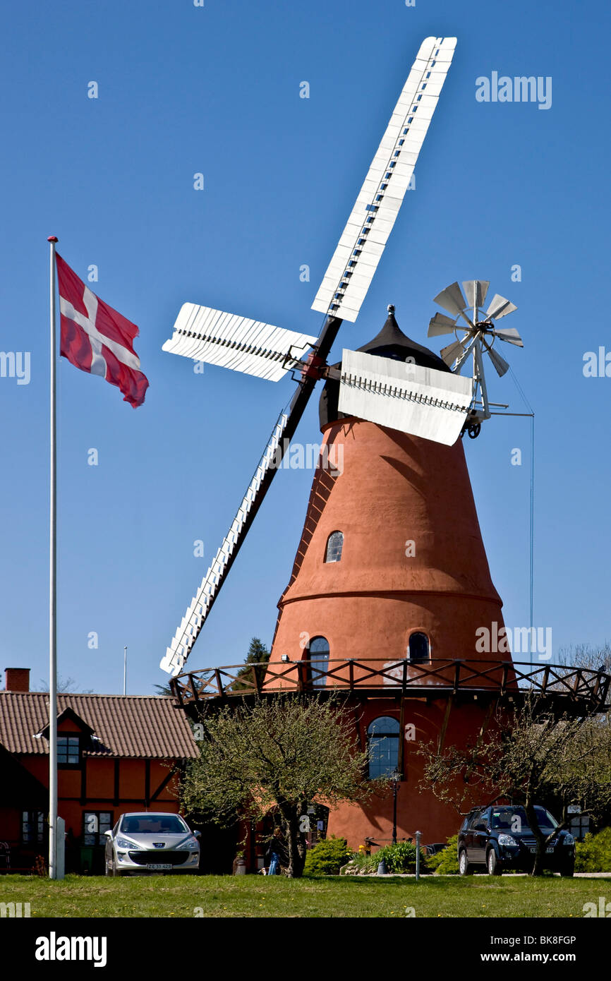 Historischen holländischen Stil Windmühle, Aastrup, Faaborg, Fünen, Dänemark, Europa Stockfoto