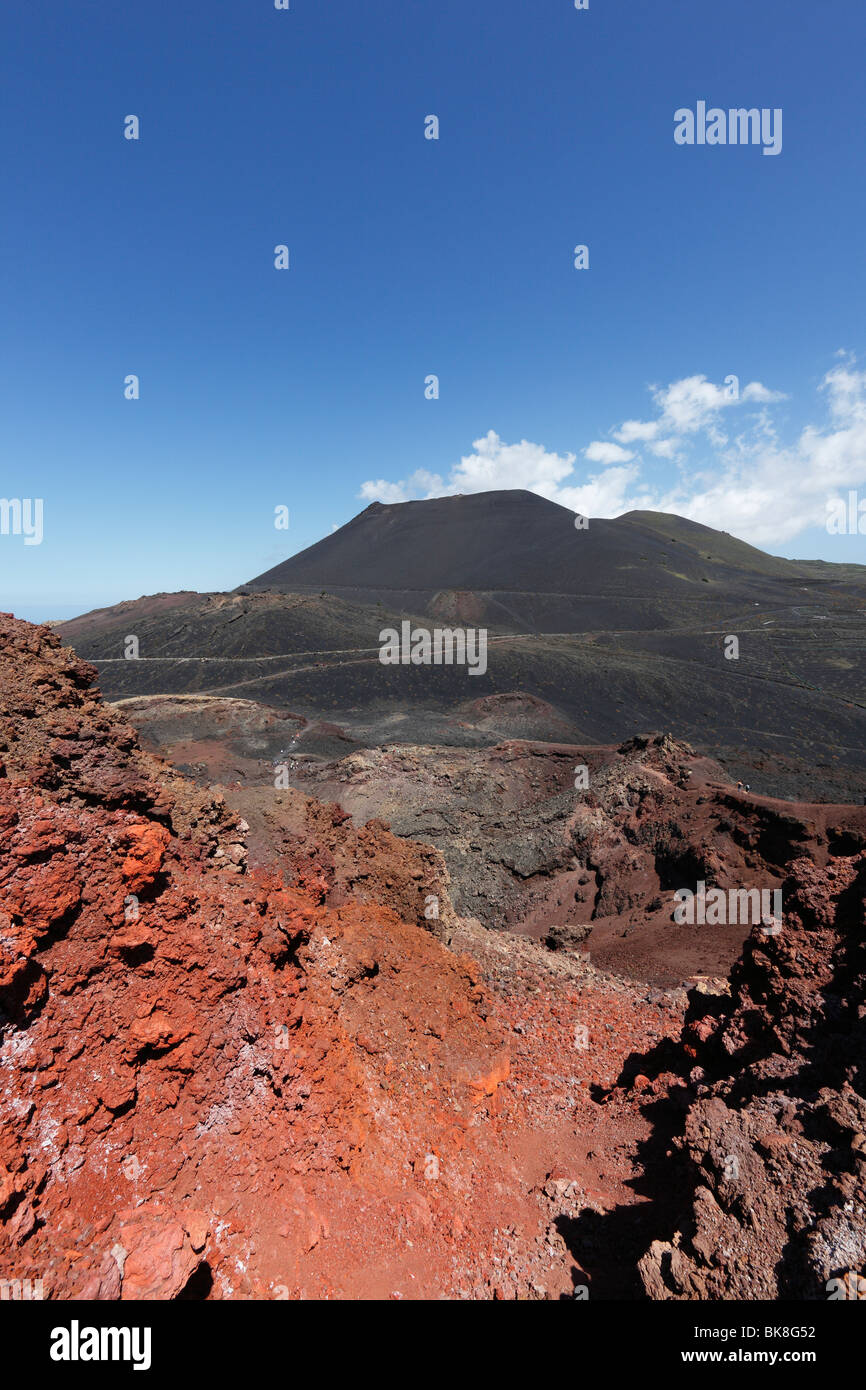 Vulkan Teneguía an Front, San Antonio Volcano in den Rücken, La Palma, Kanarische Inseln, Spanien, Europa Stockfoto