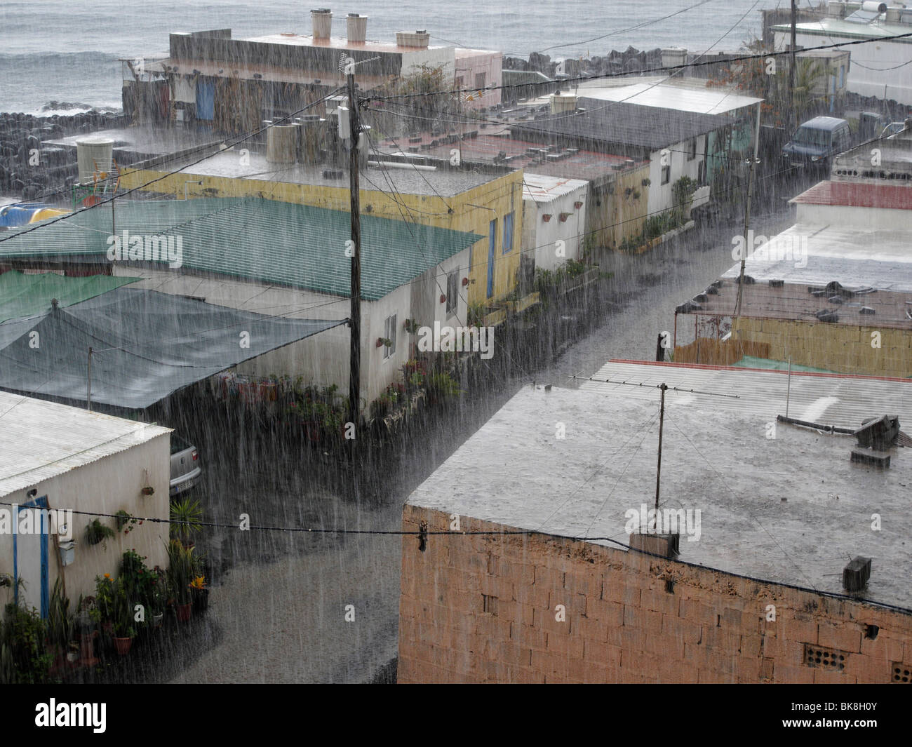 Starke Regenfälle, La Bombilla, La Palma, Kanarische Inseln, Spanien Stockfoto