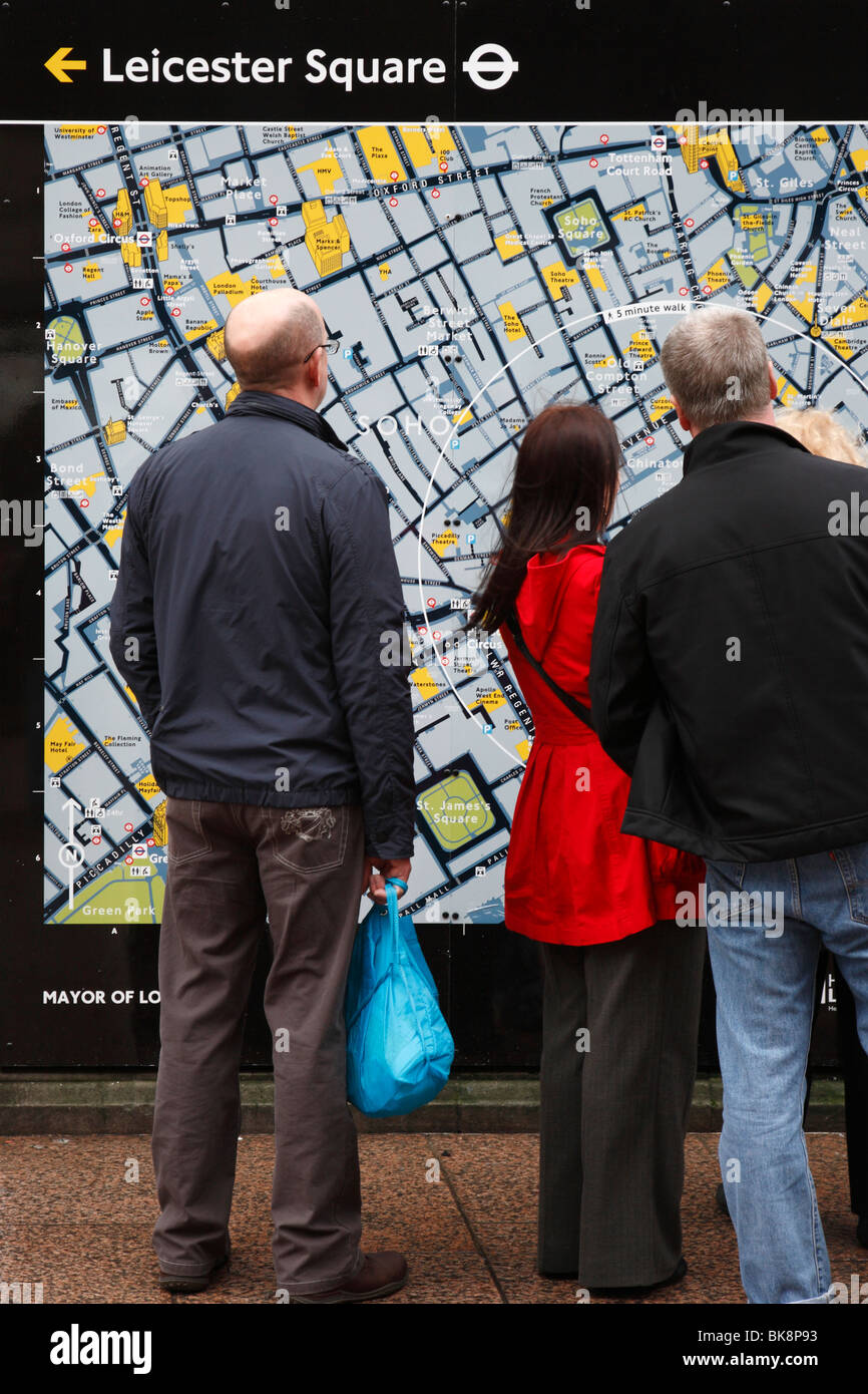 Leicester Square Street Map, London, UK Stockfoto