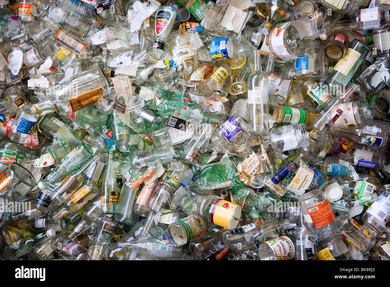 USA, Texas, Dallas, Clear Recycling-Flaschen in einem Stadt-dump Stockfoto