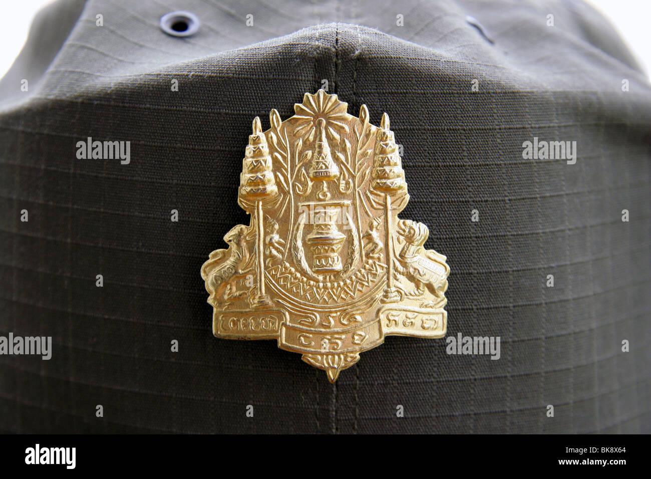 Kambodschanische Polizei Kappe Abzeichen, Kambodscha Stockfoto