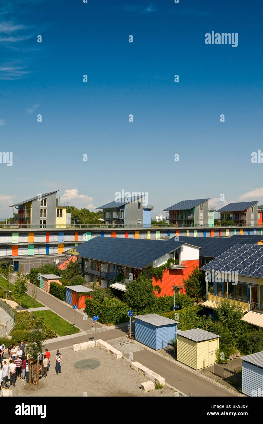 Solar-Dorf mit Solardächer, Freiburg, Baden-Württemberg, Deutschland, Europa Stockfoto