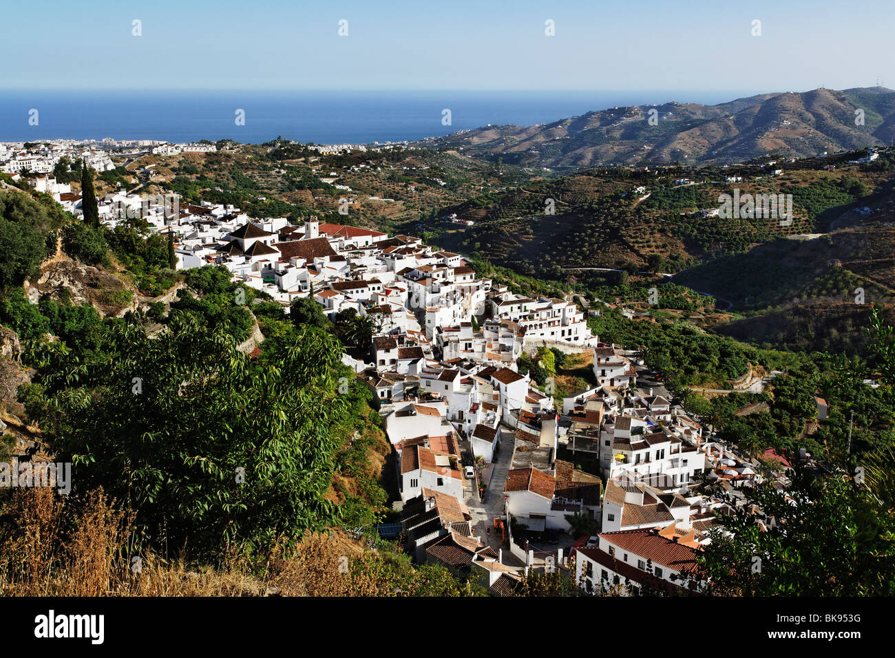 Blick über Frigiliana, Andalusien, Spanien Stockfoto