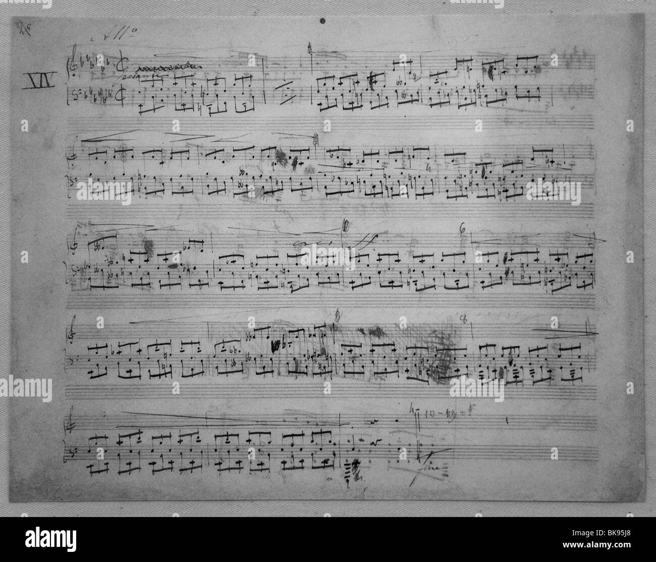 Original-Partitur von Prelude Nummer 14 geschrieben von Frederic Chopin, Valdemossa, Spanien Stockfoto