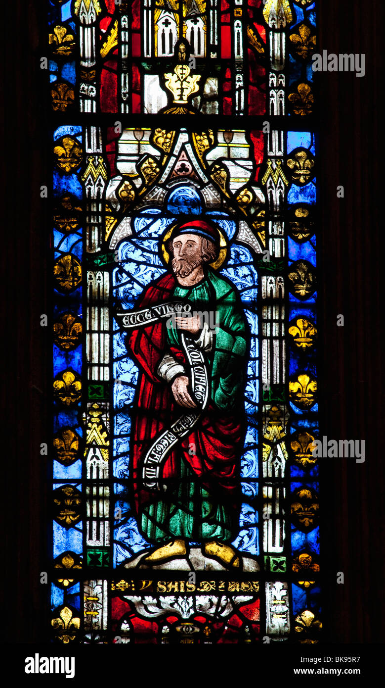 Isiah, gebeizt mittelalterlichen Glasscheibe, Ostfenster, Kathedrale von Wells, Somerset, Vereinigtes Königreich Stockfoto