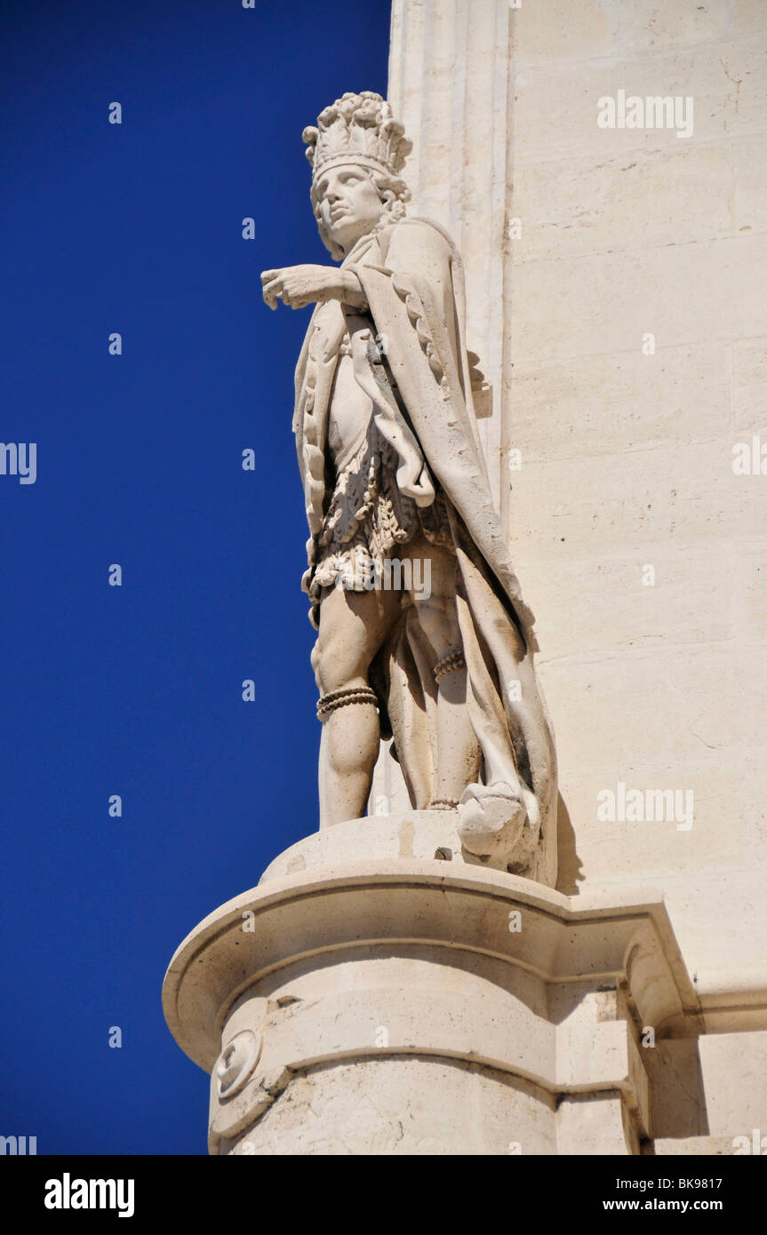 Detail der Fassade des Palacio Real, Königspalast, Madrid, Spanien, Iberische Halbinsel, Europa Stockfoto