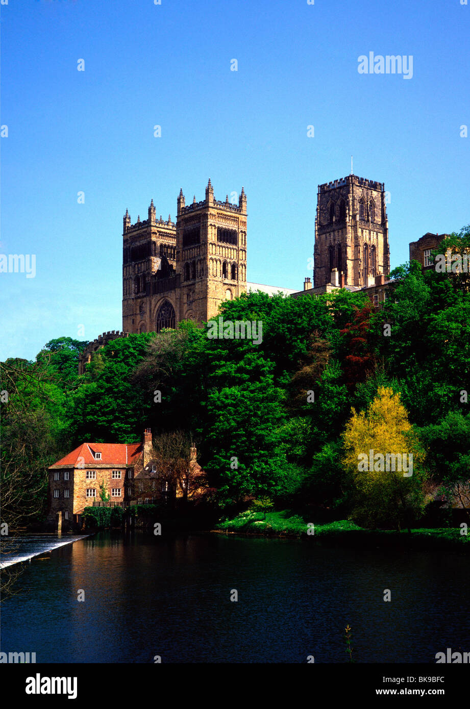 Kathedrale von Durham & Fluss Wear, Tag Stockfoto