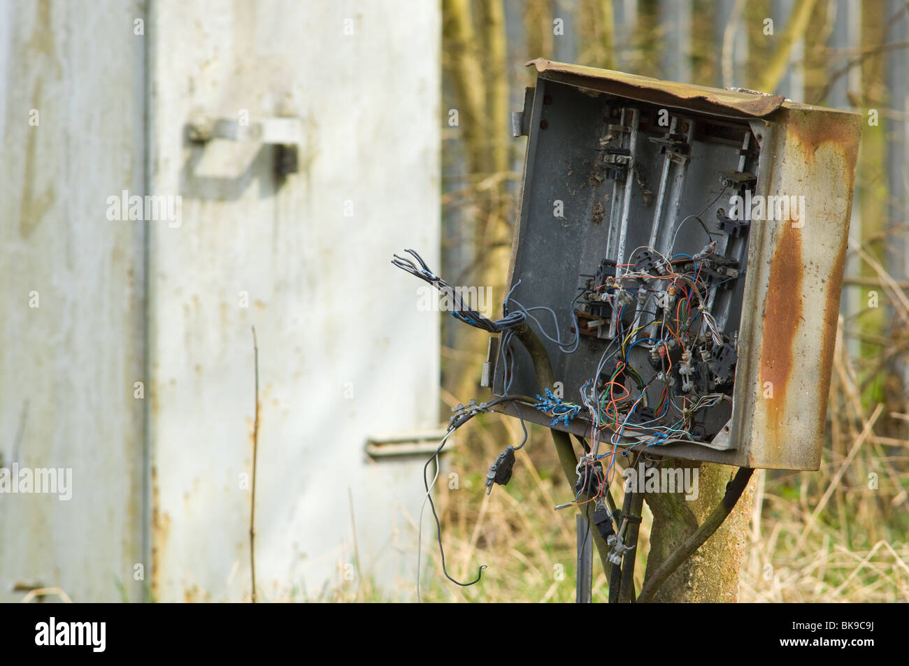 -Schaden Eisenbahn Signalisierung Connector-Box. Stockfoto