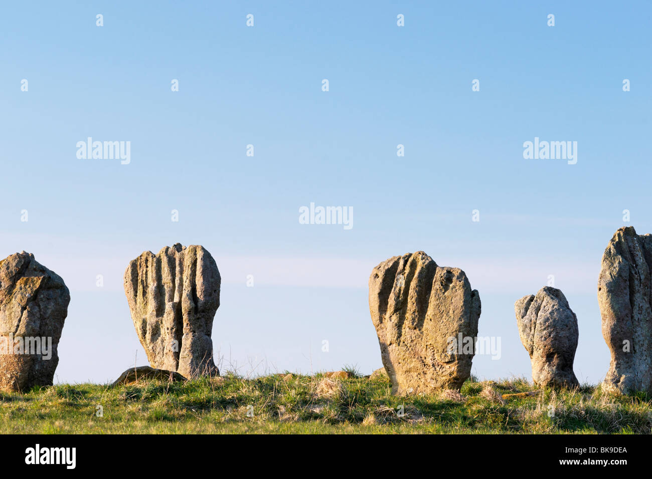 Duddo Stone Circle, Northumberland, England, Vereinigtes Königreich. Auch bekannt als Duddo fünf Steinen oder vier Steinen Stockfoto