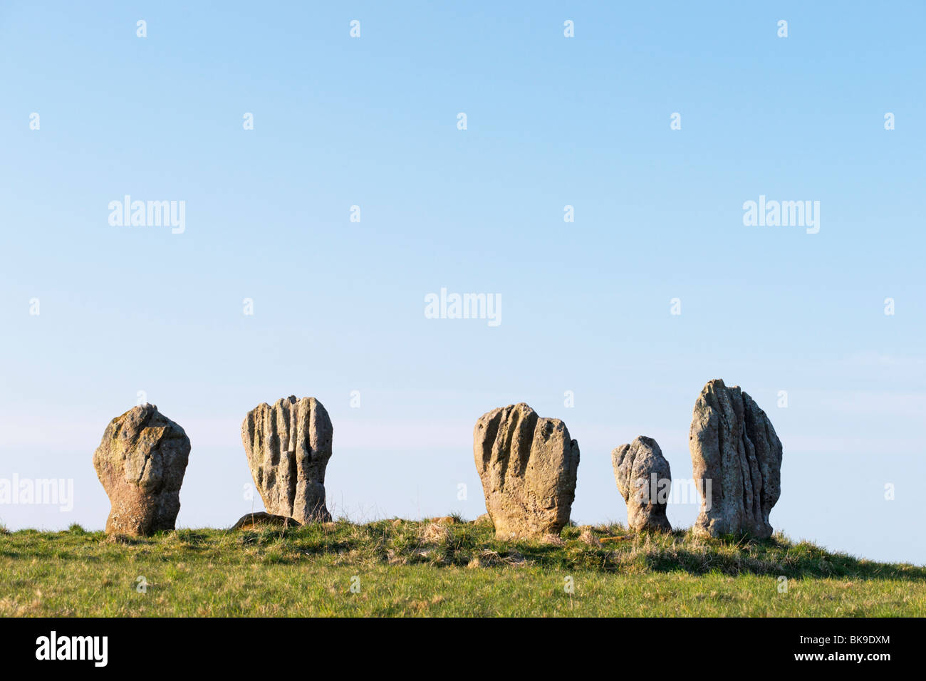 Duddo Stone Circle, Northumberland, England, Vereinigtes Königreich. Auch bekannt als Duddo fünf Steinen oder vier Steinen Stockfoto