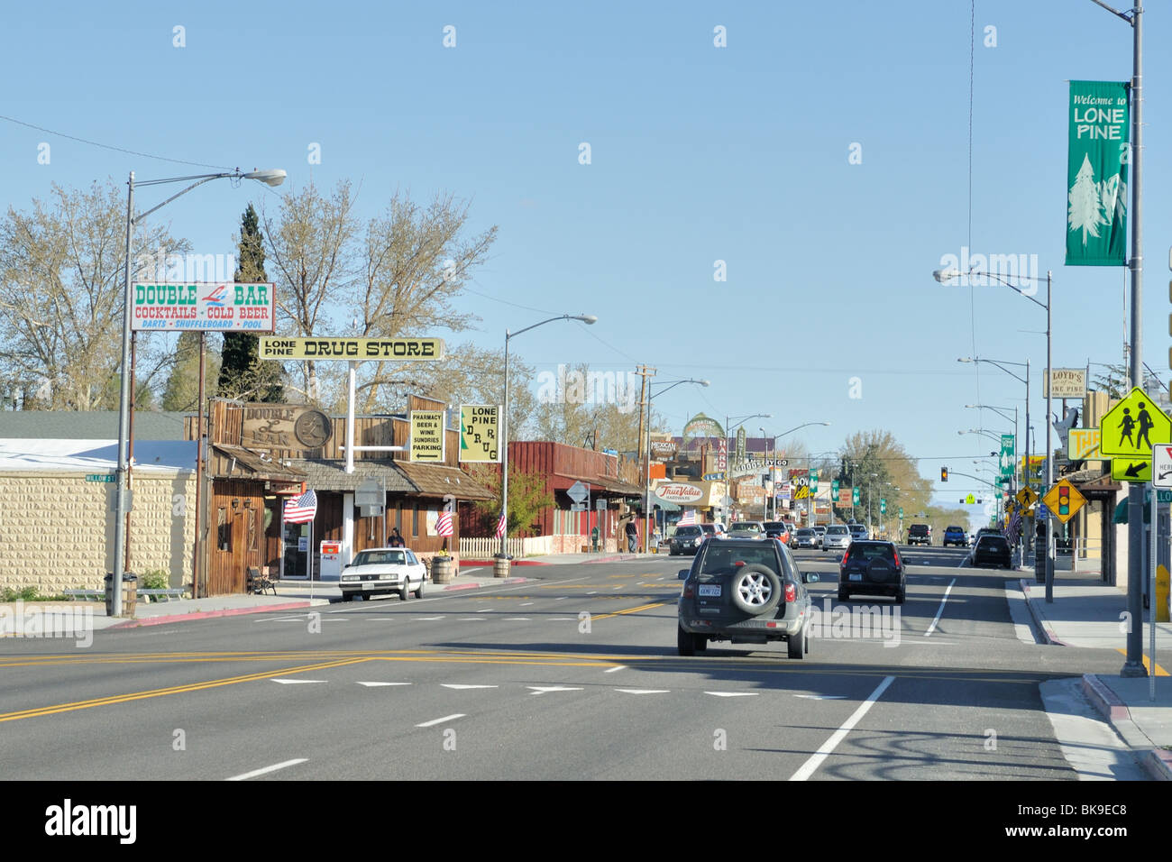 Main Street, Blick nach Süden, Lone Pine, CA USA Stockfoto