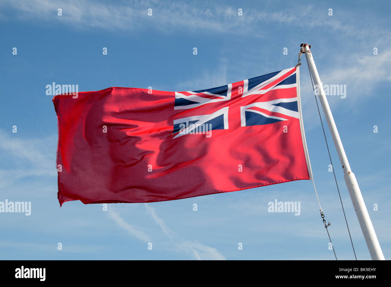 Die Red Ensign, wie Sie derzeit für britische zivile Schiffe, am Heck der Fähre Stena Europa (Stena Line) verwendet. Stockfoto