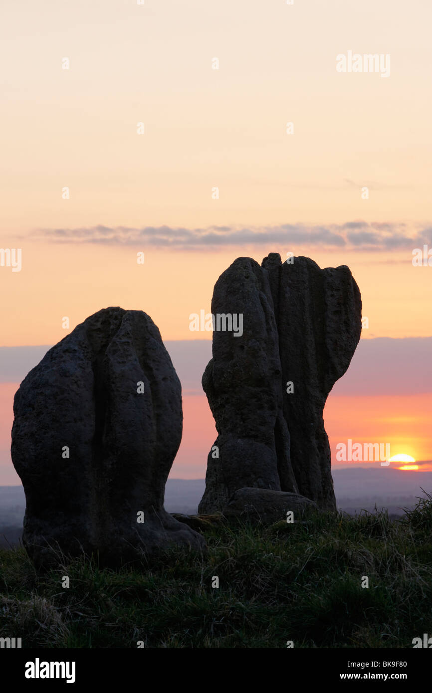Duddo Stone Circle, Northumberland, England, Vereinigtes Königreich. Auch bekannt als Duddo fünf Steinen oder vier Steinen Stockfoto