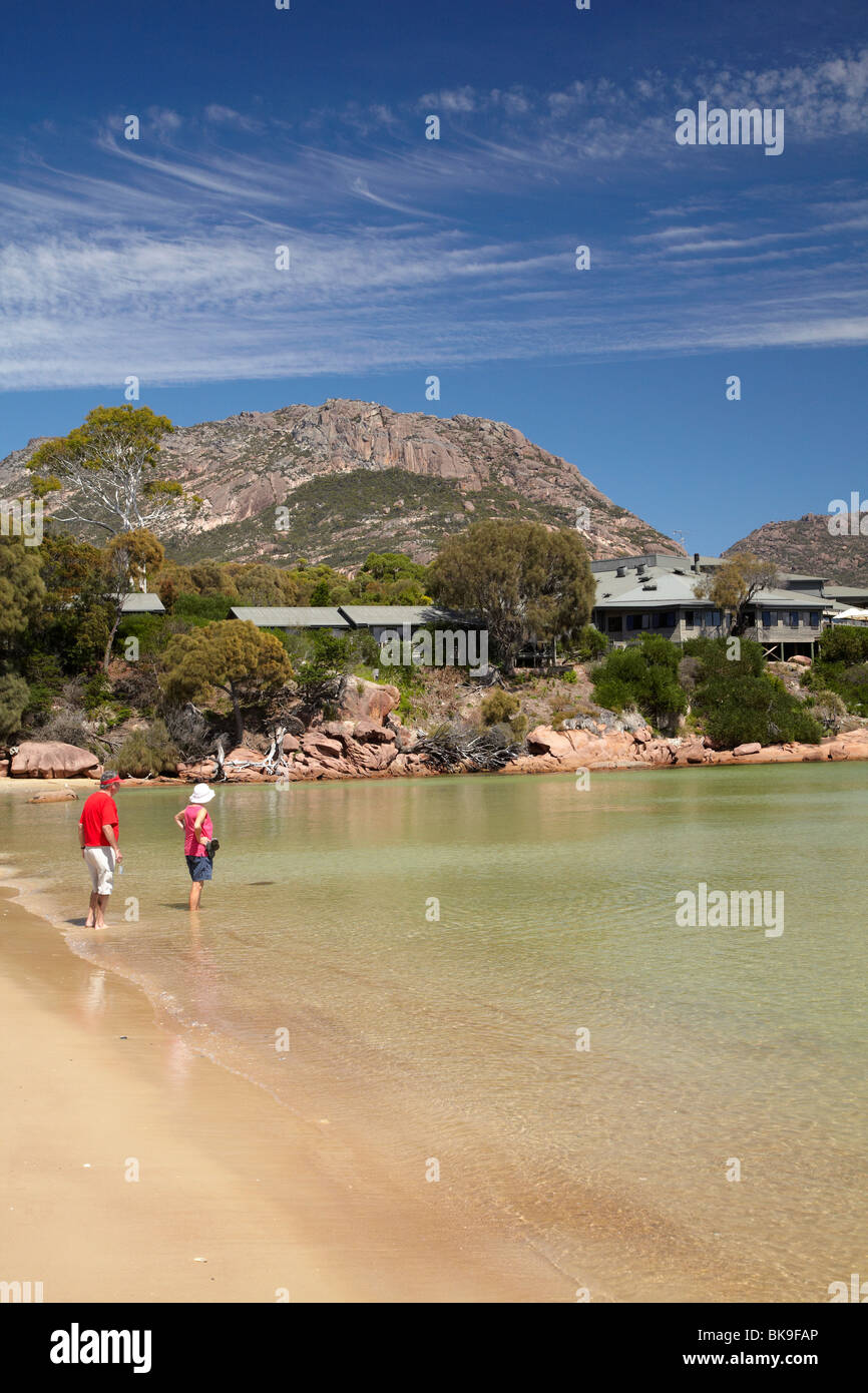 Richardsons Beach und Freycinet Lodge, Freycinet National Park, Freycinet Peninsula, östlichen Tasmanien, Australien Stockfoto