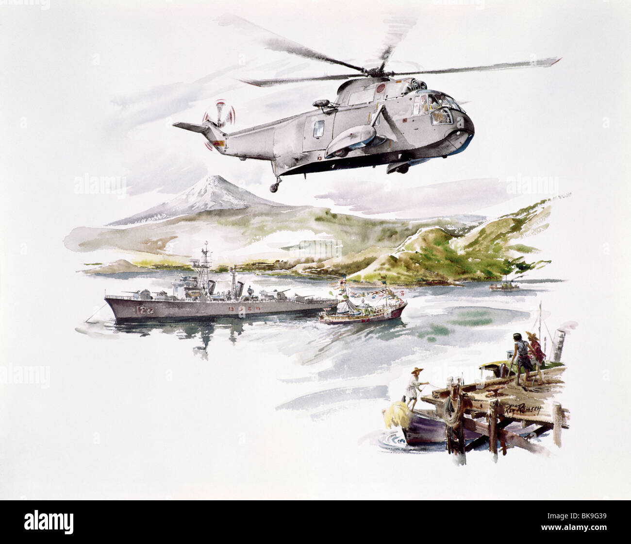 US-Luftwaffe Hubschrauber, Künstler unbekannt, ILLUSTRATION Stockfoto