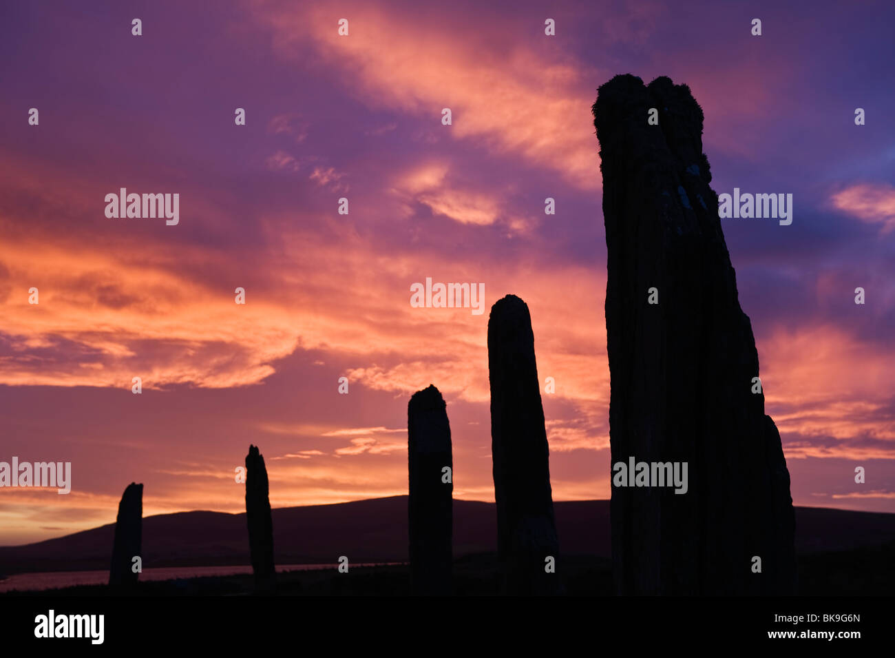 Winter Sunrise, Ring of Brodgar, Orkney, Schottland Stockfoto